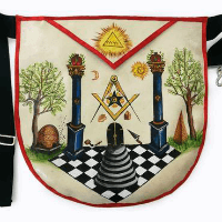Hand Painted Masonic Apron - Boaz and Jachin Symbolic Lodge