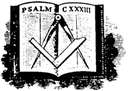 illustration of Christian Bible open to Psalms overlaid with a Masonic square and compasses
