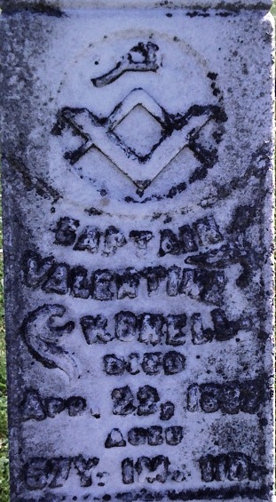 Valentine Korell Masonic gravestone closeup