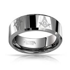 G/Box 11 Masonic Ring Stainless Steel Gold Plt & Lapel Pin  Gift Set Size 9,10 