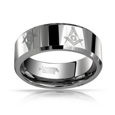 Tungsten carbide steel Masonic ring