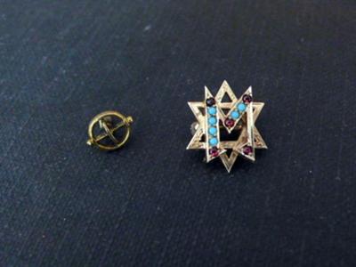 ZP423 Freemason Jewel Pendant Masonic Ornate Compass Star of David Hebrew text 