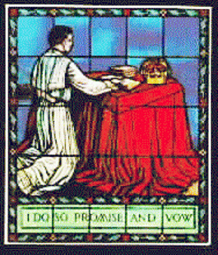 Freemason kneeling at altar